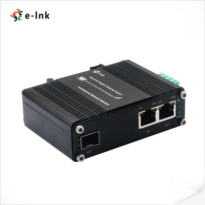 محول الوسائط المصنوع من الألياف الجيبيت الصناعية 2-Port 10/100/1000T 802.3at 60W إلى 1-Port 100/1000X SFP