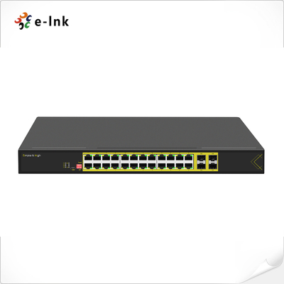 L2 تم إدارته 1U رف التثبيت 24 المنفذ 10/100/1000T 802.3at PoE البديل مع 4-منفذ 1000X جيجابيت SFP الألياف