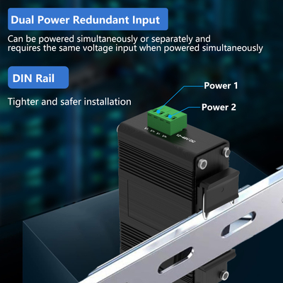 محول الوسائط الصناعية المصغرة 10/100Base-T إلى 100Base-X SFP Fiber Ethernet مع 1Ch RS232/RS485/RS422