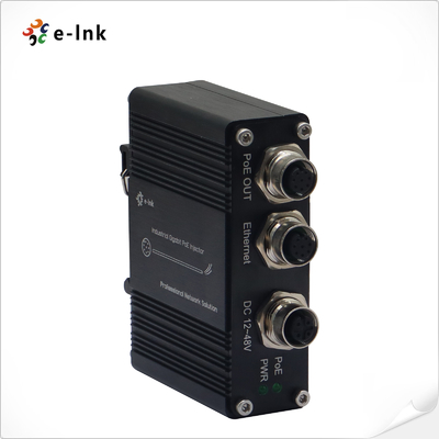 EN50155 صناعية 1 منفذ 10/100/1000 PoE حقن مع 30W الخروج، M12 رابط