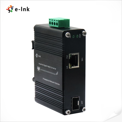 محول الوسائط PoE++ الصناعي المصغر من منفذ واحد 100/1000X SFP إلى منفذ واحد 10/100/1000T 60W