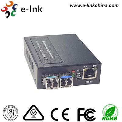 محول الوسائط SFP من 1x10/100BASE-T إلى 2x100BASE-X مع مصدر طاقة مدمج
