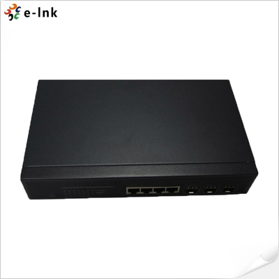 محول وسائط 10/100/1000M، محول ألياف بـ 4 منافذ TX + 3 منافذ FX (SFP)