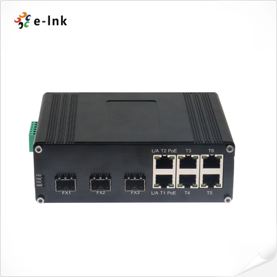 الصناعية 6-البوابة 10/100T 802.3af/في PoE + 3-البوابة 100BASE-FX Ethernet Switch