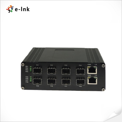 محول صناعي ذو منفذين 10/100/1000Base-T + 8-port 1000BASE-X SFP Optical Switch