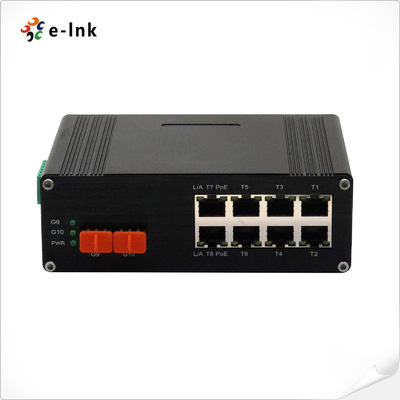 مبدل إيثرنت صناعي بـ 8 منافذ 10/100/1000M/2.5G 802.3bt PoE + منفذي 10G SFP+