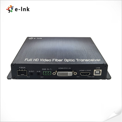 1 قناة 1080P DVI + 1 قناة USB KVM + 1 قناة RS232 + 1 قناة صوت ستيريو ثنائي الاتجاه + 1 قناة GPIO عبر موسع الألياف