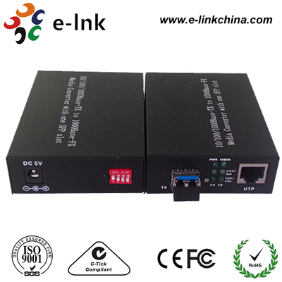 محول وسائط إيثرنت جيجابت 10/100/1000 ميجابت في الثانية فتحة SFP مع مفتاح DIP