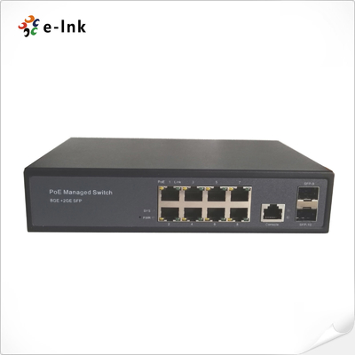 مُبدِّل شبكة جيجابت مُدار بـ 8 منافذ + منفذي SFP، استشعار تلقائي، يدعم IEEE 802.3af/at POE/POE+ و 24 فولت POE سلبي