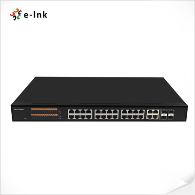 مُبدِّل إيثرنت مُدار بـ 24 منفذًا 10/100/1000T 802.3at PoE + 4 منافذ 100/1000 SFP كومبو
