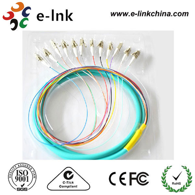 1 متر متعدد الألوان 12 الألياف المجمعة المروحة OM3 LC pigtail
