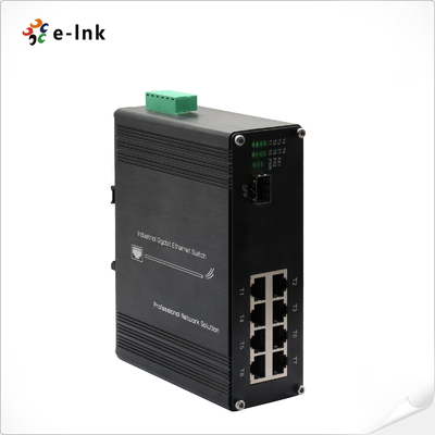 مفتاح إيثرنت صناعي بـ 8 منافذ 10/100/1000T 802.3bt PoE + منفذ واحد 100/1000Base-X يدعم تركيب DIN-Rail