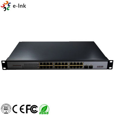 محول إيثرنت من الألياف PoE-PSE بسرعة 10/100/1000 ميجا بت في الثانية إلى نحاس: 2 SFP + 24 PoE