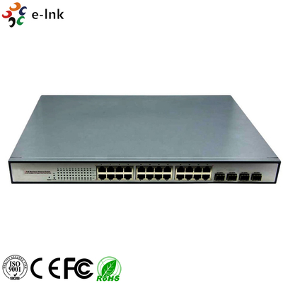 10/100/1000Mbps PoE-PSE فائبر إلى نحاس Ethernet Switch: 4 SFP + 24 PoE