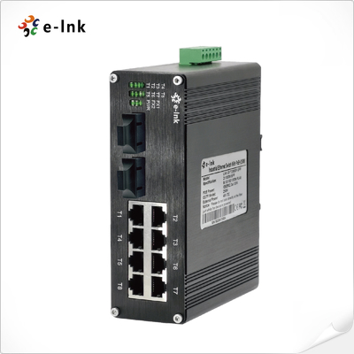 مفتاح إيثيرنت الصناعي ذو 8 منافذ 10/100BASE-T + 2 منافذ 100BASE-FX