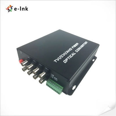 محول ألياف فيديو 8Ch HD-AHD/HD-CVI/HD-TVI/CVBS 4 في 1 مع نطاق درجة حرارة تشغيل واسع صناعي