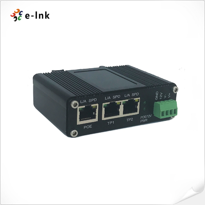 الصناعية IEEE802.3af/at PoE Splitter مع وظيفة التبديل 2-الموانئ، الجهد الخارجي 12VDC مع المسافة تصل إلى 100 متر