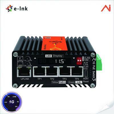 quality 4-Port 10/100/1000Base-T IEEE802.3at PoE+ 30W إلى 1-Port 10/100/1000Base-T Uplink Mini Industrial AI Smart Managed PoE+ Ethernet Switch مع نظام تعزيز الجهد factory