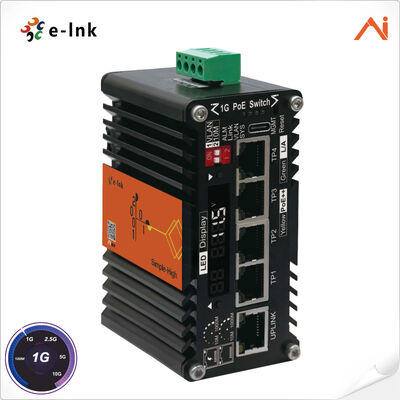 quality 4-Port 10/100/1000Base-T IEEE802.3bt PoE++ 60W إلى 1-Port 10/100/1000Base-T Uplink Mini Industrial AI Smart Managed PoE++ Ethernet Switch مع نظام تعزيز الجهد factory